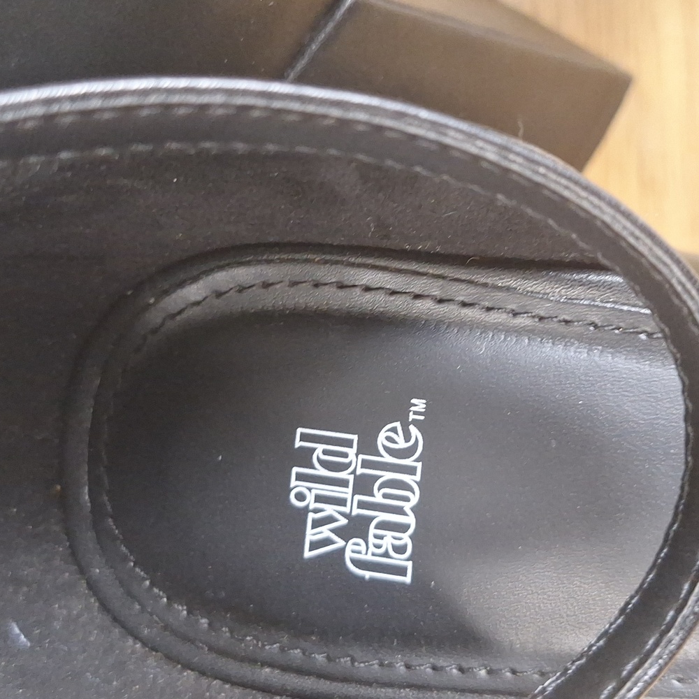 Wild Fable Black Square Toe Platform Block Heels Pumps Ankle Strap Size 8.5 - Picture 12 of 13